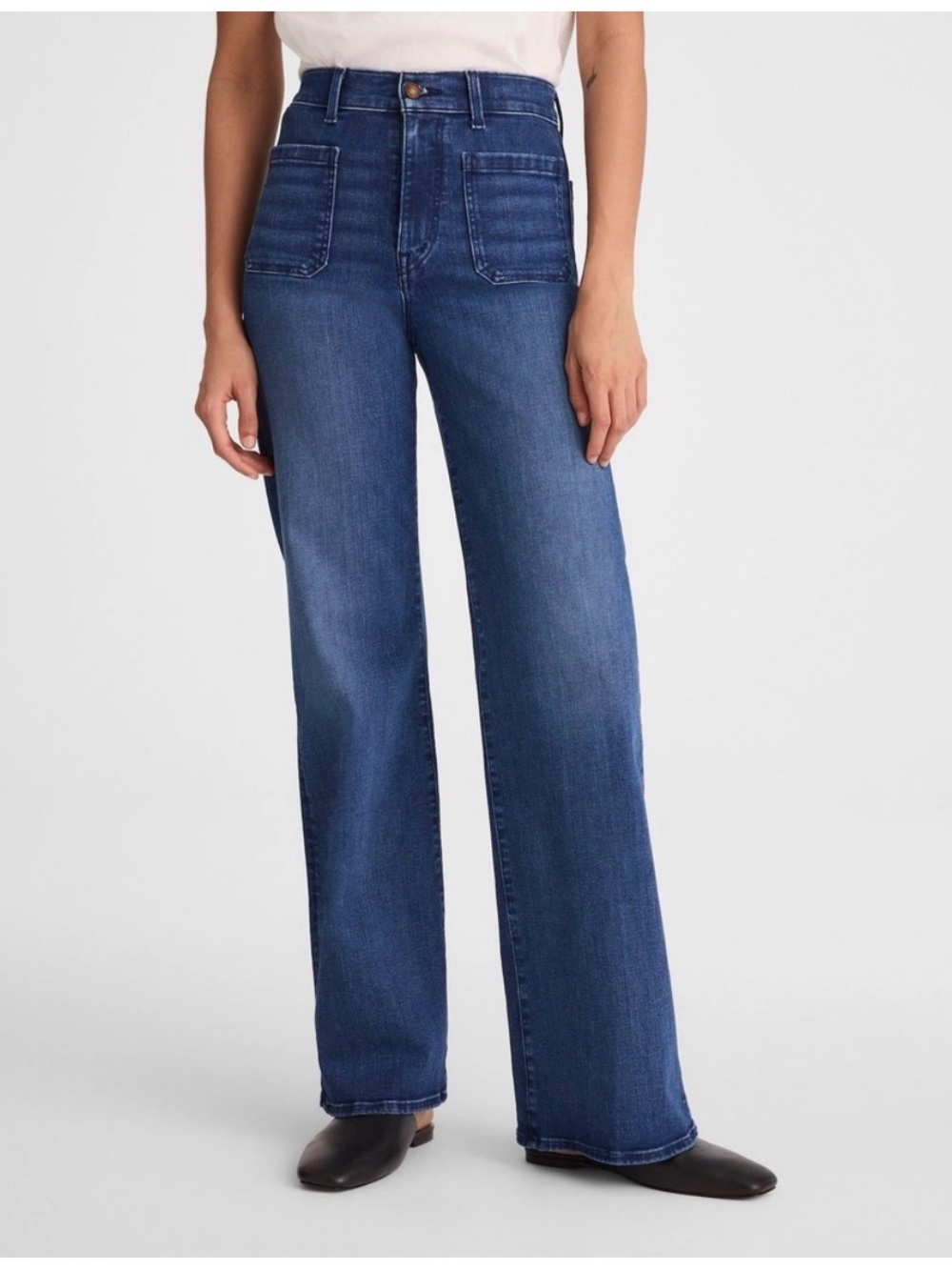 👖Madewell Emmy High Rise Wide Leg Stretch Denim Jeans